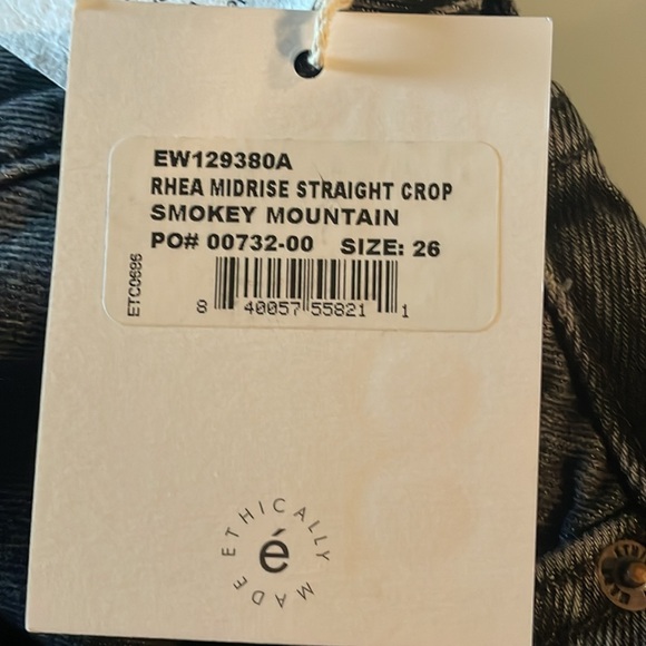 New Etica Rhea Midrise Straight Crop Jeans-Smokey Mountain Size 26 Retail $182 - Picture 13 of 13
